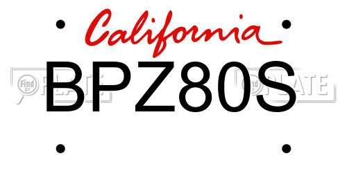 BPZ80S California License Plate