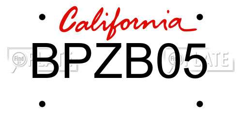 BPZB05 California License Plate