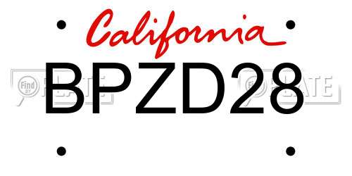 BPZD28 California License Plate