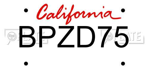 BPZD75 California License Plate