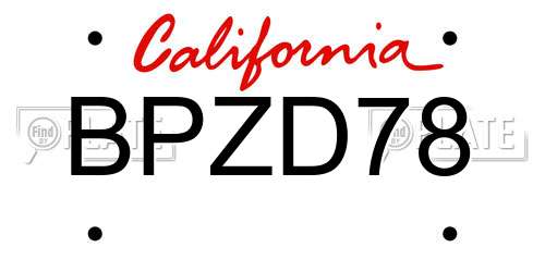 BPZD78 California License Plate