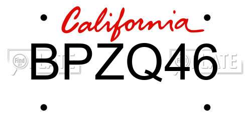 BPZQ46 California License Plate