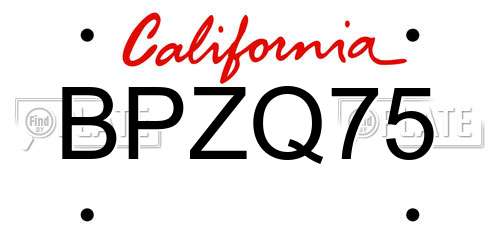BPZQ75 California License Plate