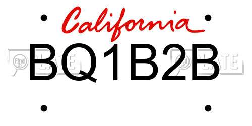 BQ1B2B California License Plate