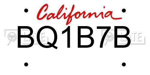 BQ1B7B California License Plate