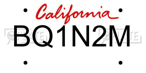 BQ1N2M California License Plate