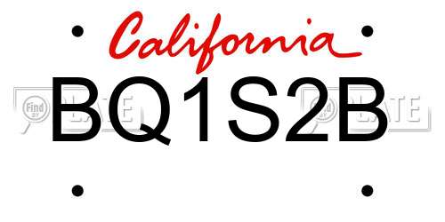 BQ1S2B California License Plate