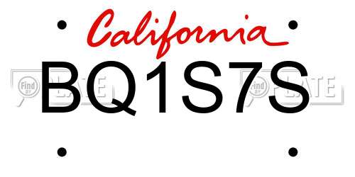 BQ1S7S California License Plate