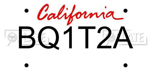 BQ1T2A California License Plate