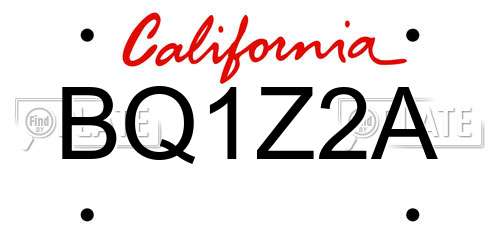 BQ1Z2A California License Plate