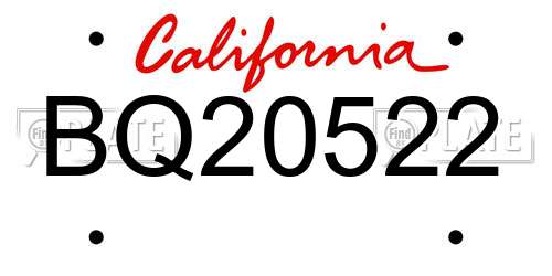 BQ20522 California License Plate