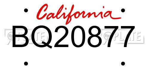 BQ20877 California License Plate