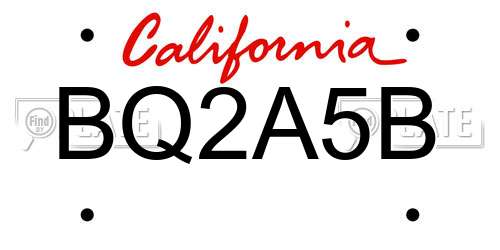 BQ2A5B California License Plate
