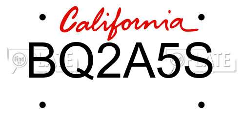 BQ2A5S California License Plate
