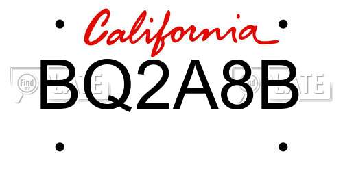 BQ2A8B California License Plate