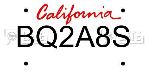 BQ2A8S California License Plate