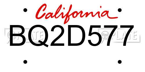 BQ2D577 California License Plate