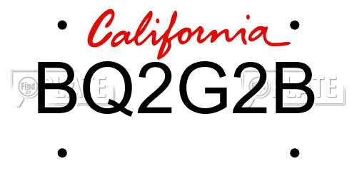 BQ2G2B California License Plate