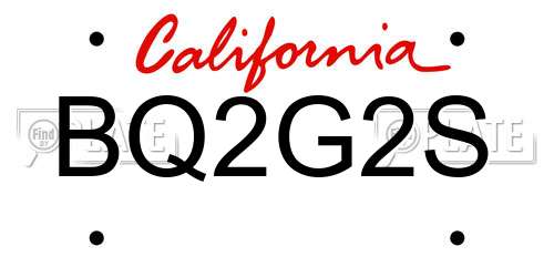 BQ2G2S California License Plate