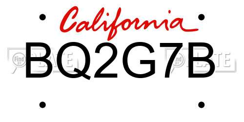 BQ2G7B California License Plate