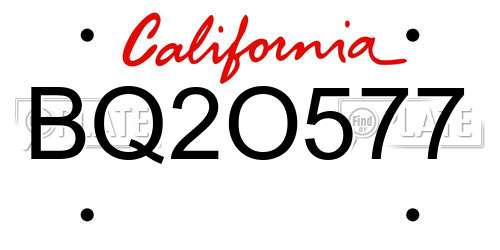 BQ2O577 California License Plate