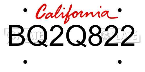 BQ2Q822 California License Plate