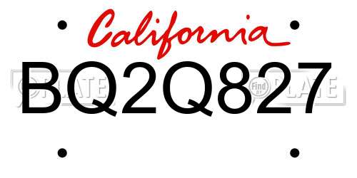 BQ2Q827 California License Plate