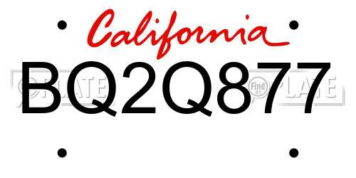 BQ2Q877 California License Plate