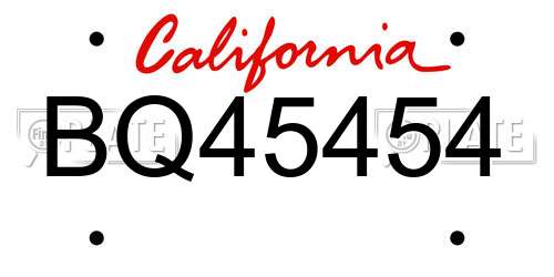 BQ45454 California License Plate