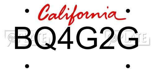 BQ4G2G California License Plate