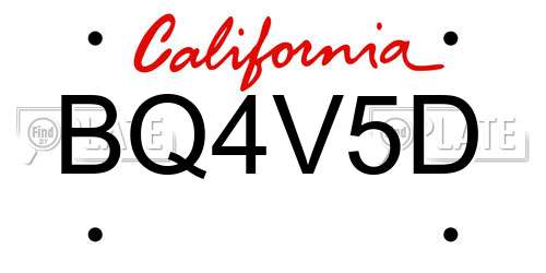 BQ4V5D California License Plate