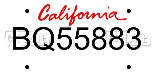 BQ55883 California License Plate
