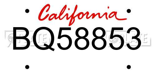BQ58853 California License Plate