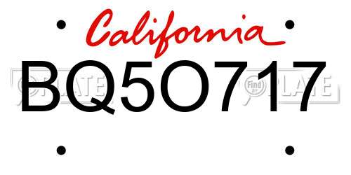 BQ5O717 California License Plate