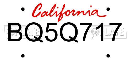 BQ5Q717 California License Plate