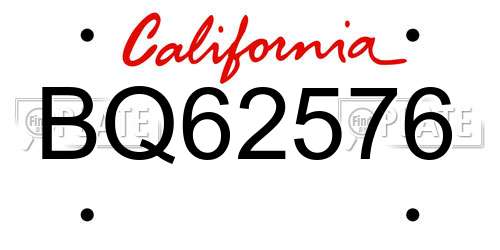 BQ62576 California License Plate