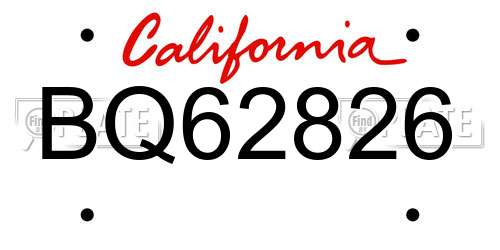BQ62826 California License Plate