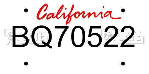 BQ70522 California License Plate