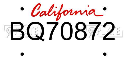 BQ70872 California License Plate