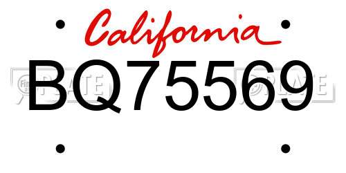 BQ75569 California License Plate