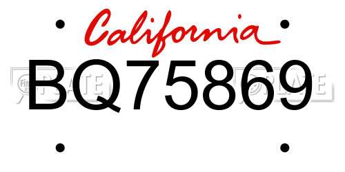 BQ75869 California License Plate