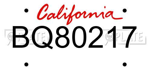 BQ80217 California License Plate