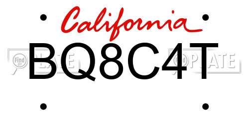 BQ8C4T California License Plate