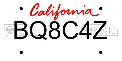 BQ8C4Z California License Plate