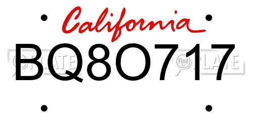 BQ8O717 California License Plate