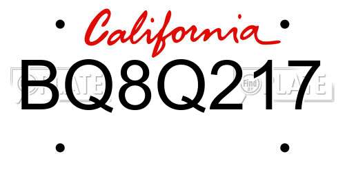 BQ8Q217 California License Plate