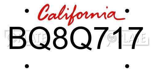 BQ8Q717 California License Plate