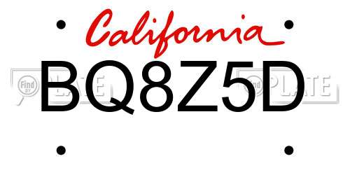 BQ8Z5D California License Plate
