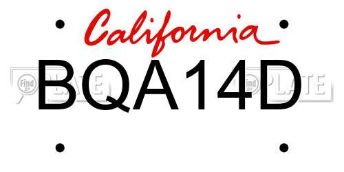 BQA14D California License Plate