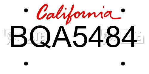 BQA5484 California License Plate